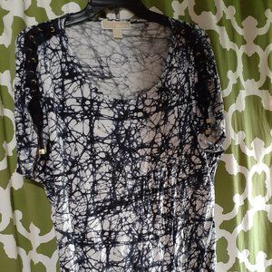 Michael Kors Splatter Print Ruched Tee Large